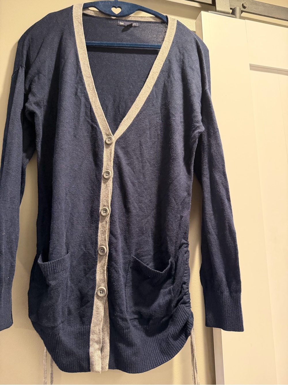 GAP Navy Cardigan with Cream Contrast Trim